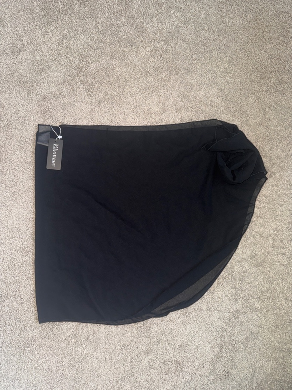 Ekouaer Black Sheer Swim Coverup Skirt